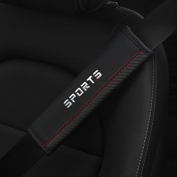 PU ādas drošības jostas plecu spilventiņi ar imitētām metāla burtiem, logotipa drukas iespēja, 75 g, praktisks auto aksesuārs