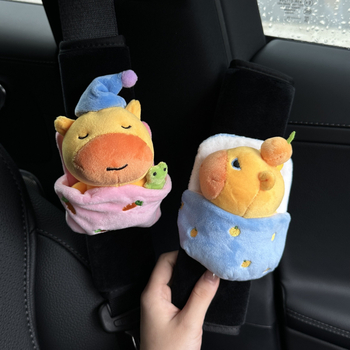 Pliša materiāla automašīnas drošības jostas plecu vāciņš, Capybara Lu Lu aksesuārs, iekšējā interjera dekorācija, pielāgojams, 60 g