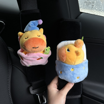 Pliša materiāla automašīnas drošības jostas plecu vāciņš, Capybara Lu Lu aksesuārs, iekšējā interjera dekorācija, pielāgojams, 60 g
