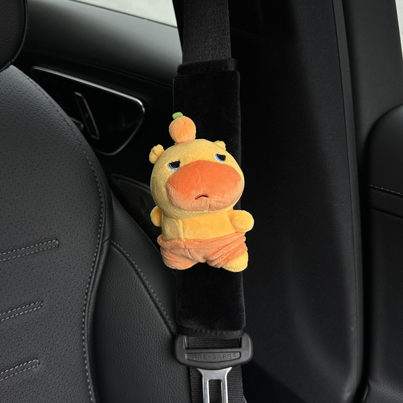 Pliša materiāla automašīnas drošības jostas plecu vāciņš, Capybara Lu Lu aksesuārs, iekšējā interjera dekorācija, pielāgojams, 60 g