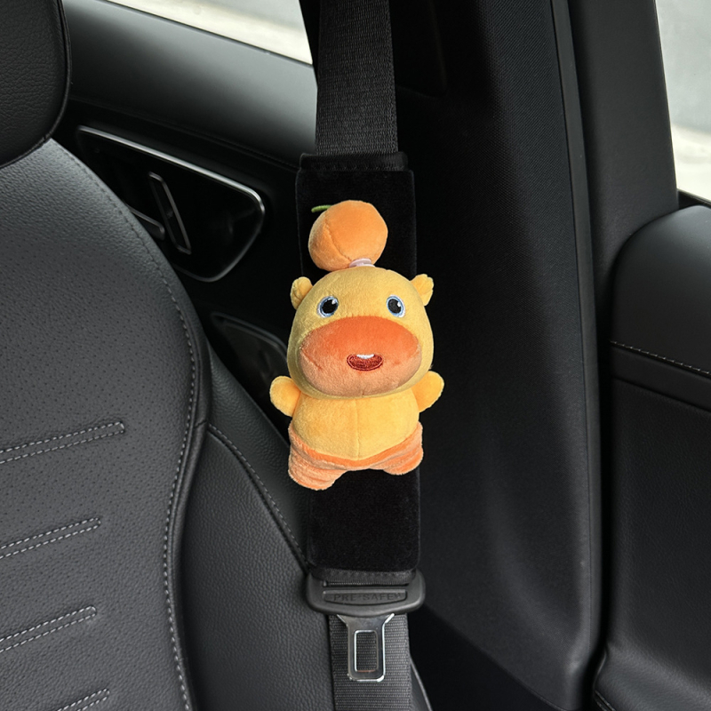 Pliša materiāla automašīnas drošības jostas plecu vāciņš, Capybara Lu Lu aksesuārs, iekšējā interjera dekorācija, pielāgojams, 60 g