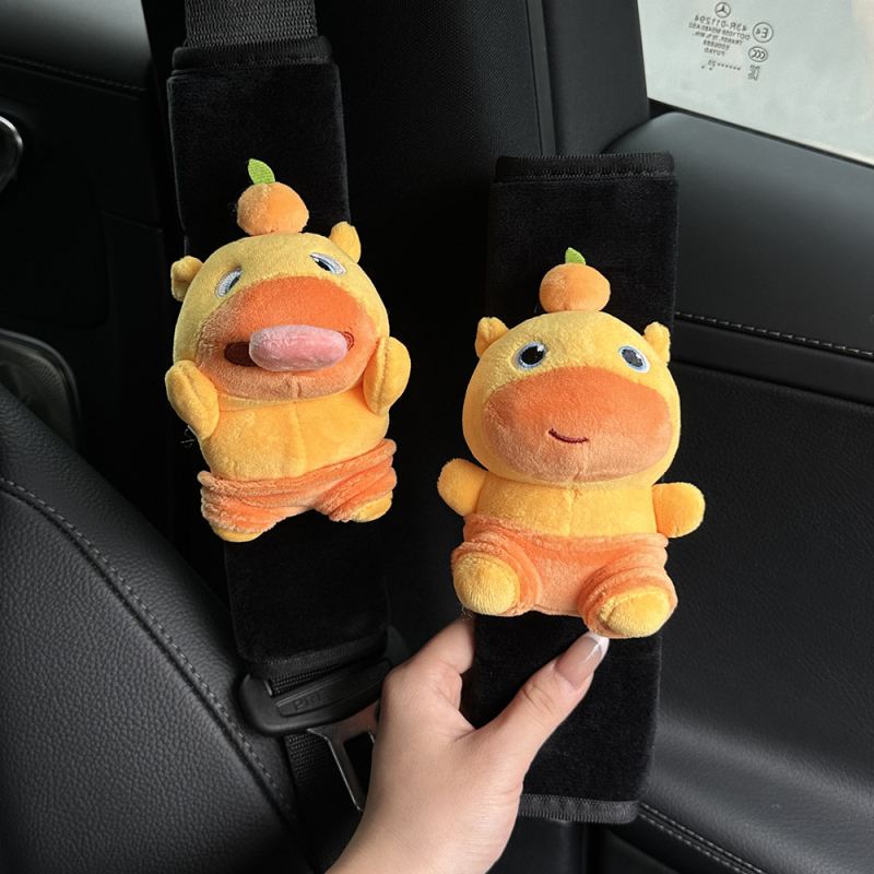 Pliša materiāla automašīnas drošības jostas plecu vāciņš, Capybara Lu Lu aksesuārs, iekšējā interjera dekorācija, pielāgojams, 60 g