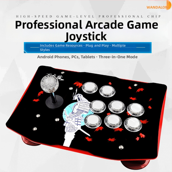 Arcade džojstiks – USB spēļu kontrolleris datoram un mobilajam, cīņu spēlēm, saderīgs ar KOF’97, vintage ABS korpuss, 4 GB atmiņa