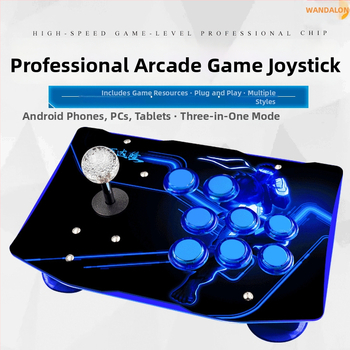 Arcade džojstiks – USB spēļu kontrolleris datoram un mobilajam, cīņu spēlēm, saderīgs ar KOF’97, vintage ABS korpuss, 4 GB atmiņa