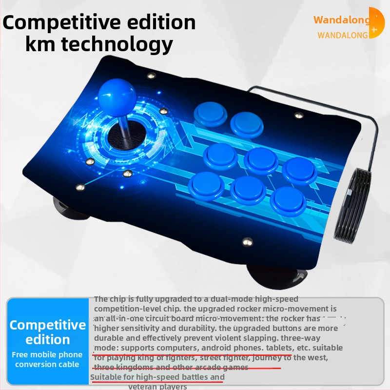 Arcade džojstiks – USB spēļu kontrolleris datoram un mobilajam, cīņu spēlēm, saderīgs ar KOF’97, vintage ABS korpuss, 4 GB atmiņa