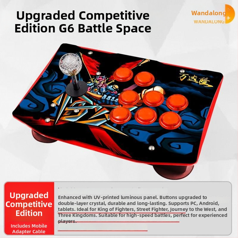 Arcade džojstiks – USB spēļu kontrolleris datoram un mobilajam, cīņu spēlēm, saderīgs ar KOF’97, vintage ABS korpuss, 4 GB atmiņa