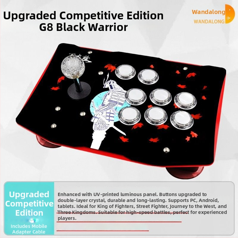 Arcade džojstiks – USB spēļu kontrolleris datoram un mobilajam, cīņu spēlēm, saderīgs ar KOF’97, vintage ABS korpuss, 4 GB atmiņa