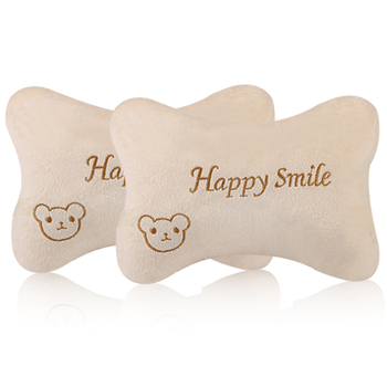 Set perne auto pentru cap și gât (pereche) – model cu animale, exterior pluș artificial, spumă cu memorie la interior