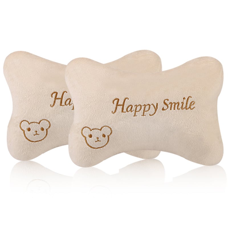 Set perne auto pentru cap și gât (pereche) – model cu animale, exterior pluș artificial, spumă cu memorie la interior