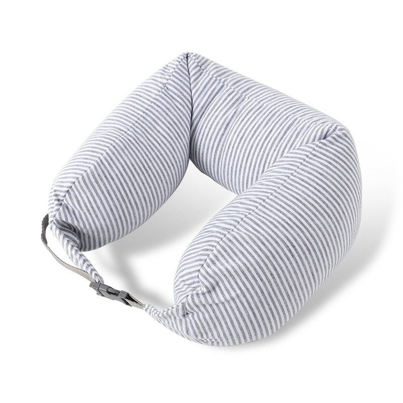 Pernă de gât în formă U, cu umplutură din particule de spumă, material din bumbac, stil Japonez, pernă de călătorie portabilă
