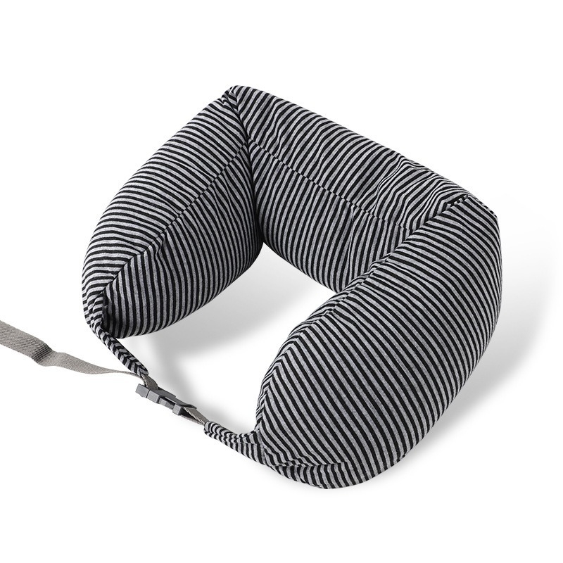 Pernă de gât în formă U, cu umplutură din particule de spumă, material din bumbac, stil Japonez, pernă de călătorie portabilă
