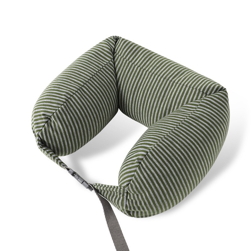 Pernă de gât în formă U, cu umplutură din particule de spumă, material din bumbac, stil Japonez, pernă de călătorie portabilă