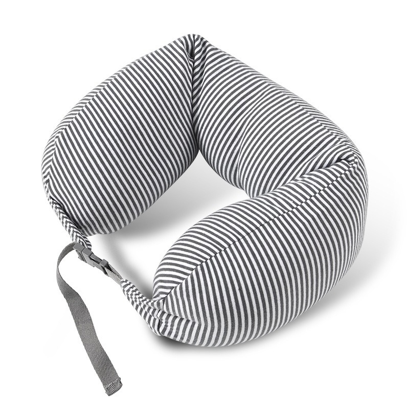 Pernă de gât în formă U, cu umplutură din particule de spumă, material din bumbac, stil Japonez, pernă de călătorie portabilă