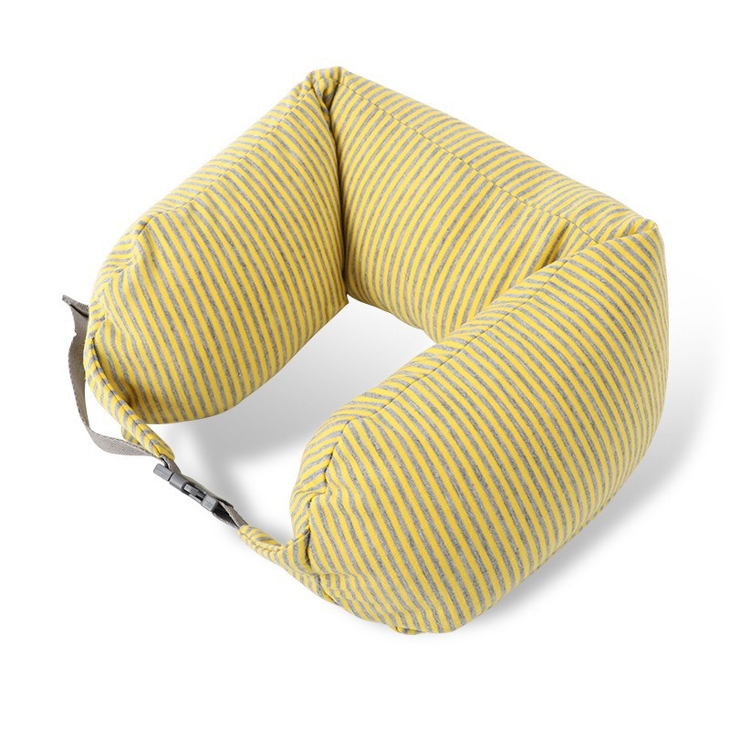 Pernă de gât în formă U, cu umplutură din particule de spumă, material din bumbac, stil Japonez, pernă de călătorie portabilă