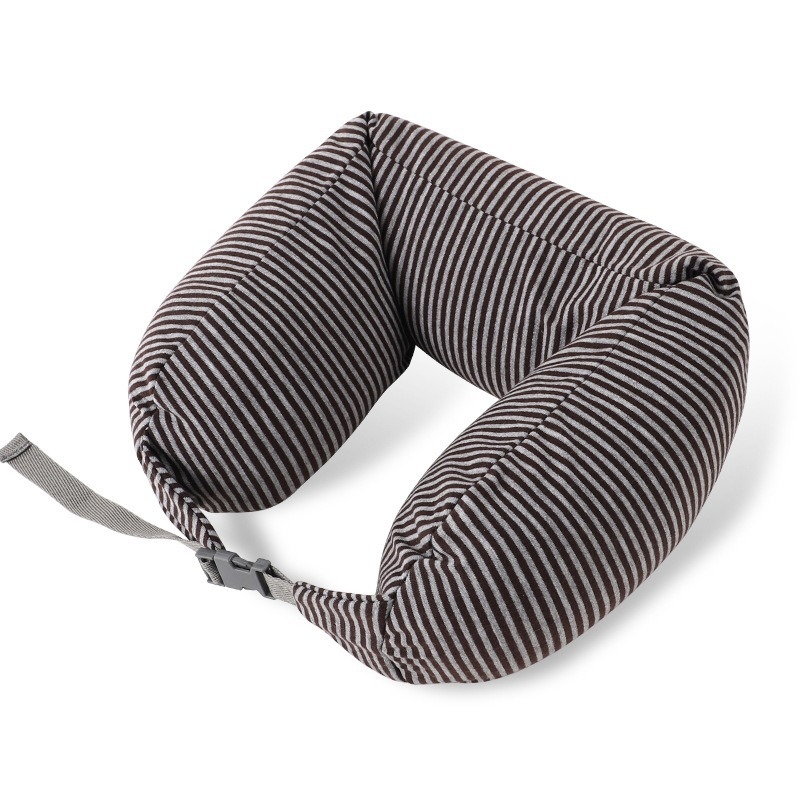 Pernă de gât în formă U, cu umplutură din particule de spumă, material din bumbac, stil Japonez, pernă de călătorie portabilă