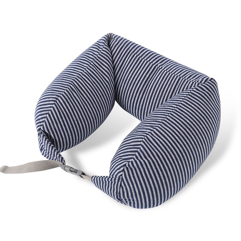 Pernă de gât în formă U, cu umplutură din particule de spumă, material din bumbac, stil Japonez, pernă de călătorie portabilă