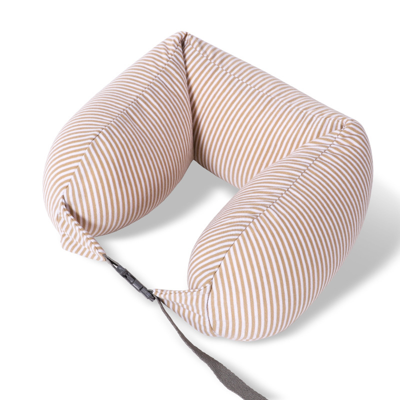 Pernă de gât în formă U, cu umplutură din particule de spumă, material din bumbac, stil Japonez, pernă de călătorie portabilă