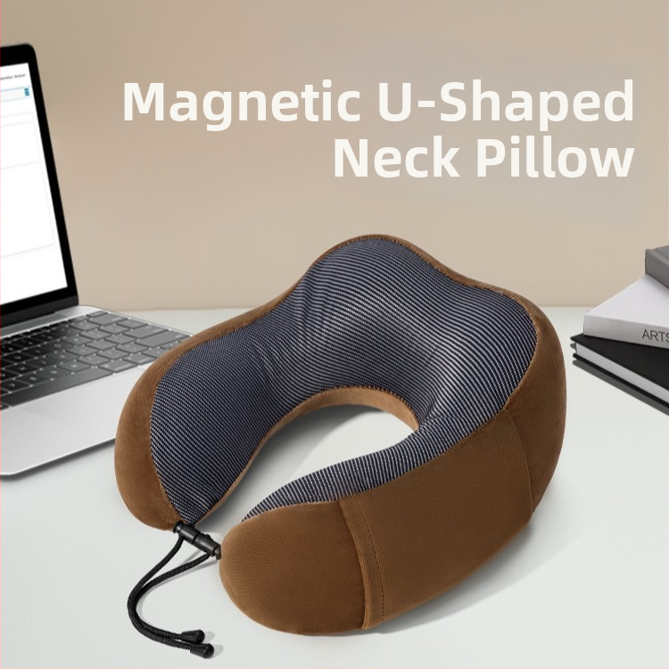 Perne de gât în formă de U, spumă cu memorie, husă din pluș scurt, suport ergonomic pentru gât, logo personalizabil