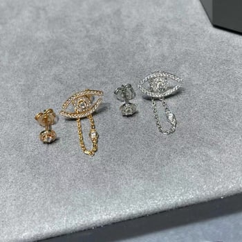 Set de bijuterii: Geometric Lucky Eye, colier cu lanț încrucișat, pandant cu pietre mixte, cercei + colier + brățară