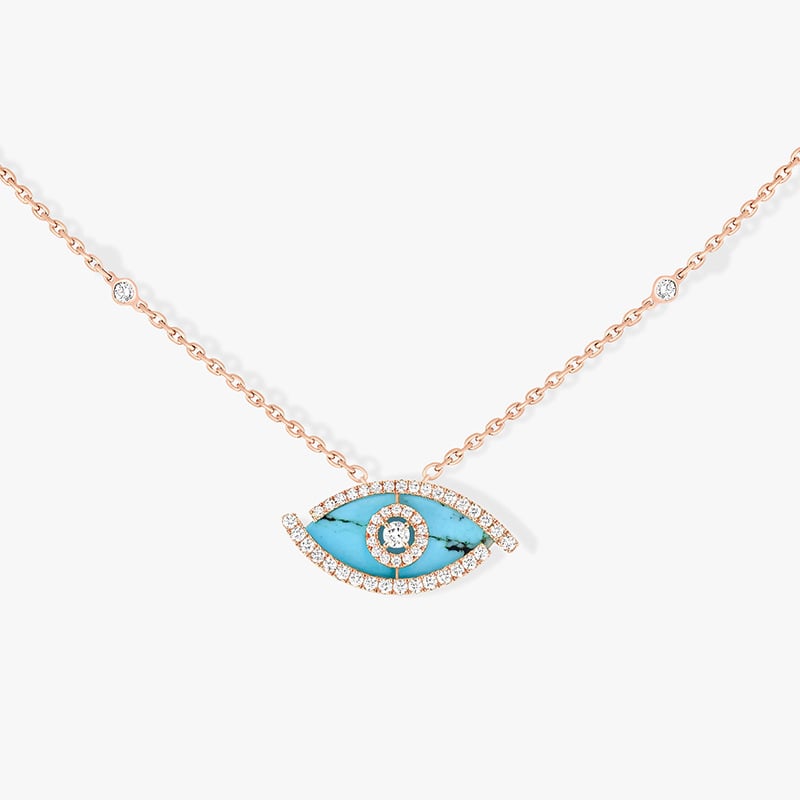 Set de bijuterii: Geometric Lucky Eye, colier cu lanț încrucișat, pandant cu pietre mixte, cercei + colier + brățară