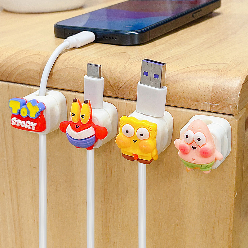 Organizator de cabluri pentru birou cu prindere magnetică pentru cabluri de date și încărcare, design drăguț de desen animat, material ABS; importat: Nu; categorie: alte echipamente de finisare și protecție împotriva prafului