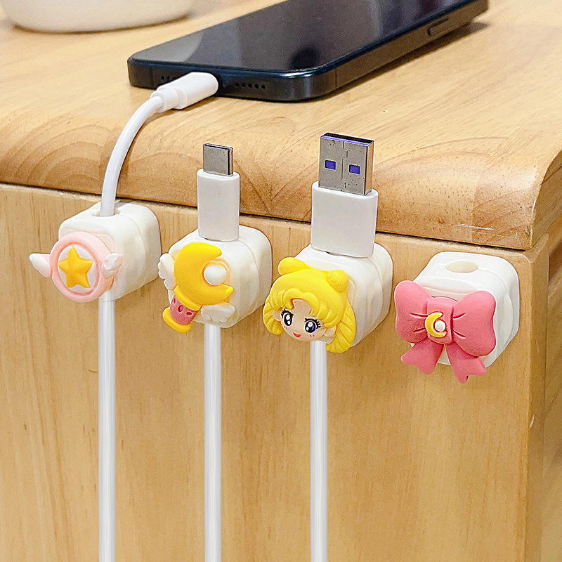 Organizator de cabluri pentru birou cu prindere magnetică pentru cabluri de date și încărcare, design drăguț de desen animat, material ABS; importat: Nu; categorie: alte echipamente de finisare și protecție împotriva prafului
