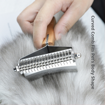 Pieptene din lemn 3-in-1 pentru animale de companie – pisici și câini, îndepărtarea părului, curățare