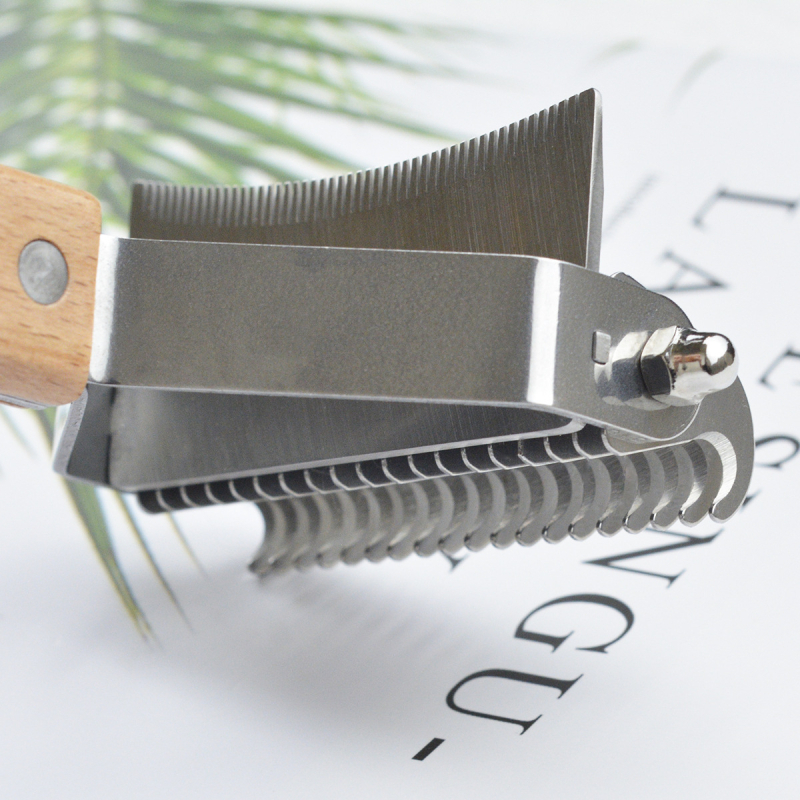 Pieptene din lemn 3-in-1 pentru animale de companie – pisici și câini, îndepărtarea părului, curățare