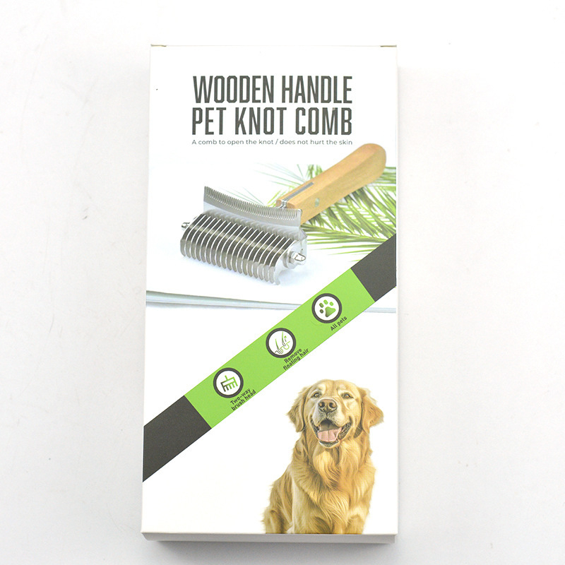 Pieptene din lemn 3-in-1 pentru animale de companie – pisici și câini, îndepărtarea părului, curățare