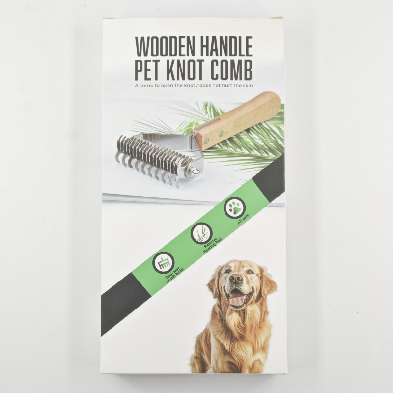 Pieptene din lemn 3-in-1 pentru animale de companie – pisici și câini, îndepărtarea părului, curățare