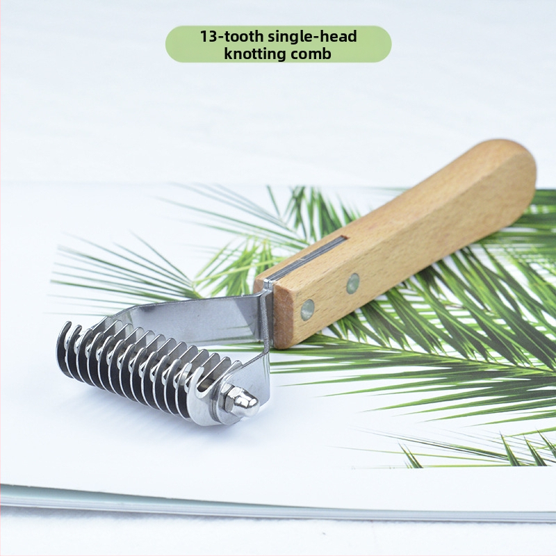 Pieptene din lemn 3-in-1 pentru animale de companie – pisici și câini, îndepărtarea părului, curățare