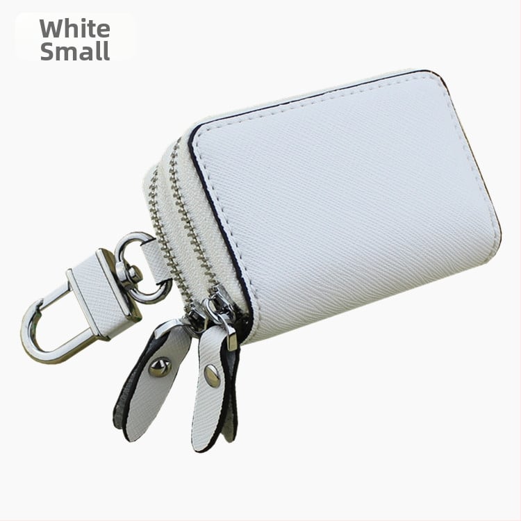 Θήκη κλειδιών από γνήσιο δέρμα, δύο στρώσεις δέρματος, ριγέ σχέδιο, διπλού επιπέδου φερμουάρ, υπερ-ελαφρύ