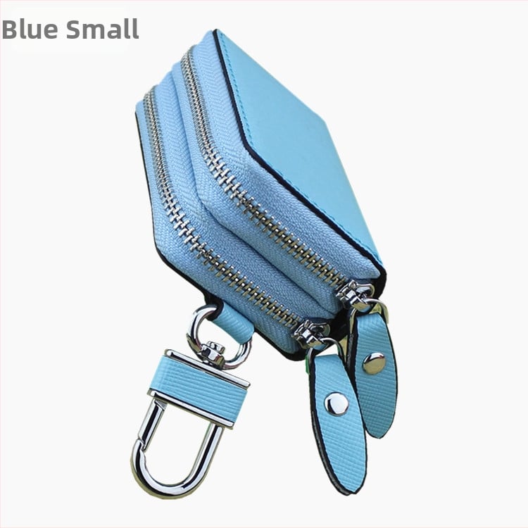 Θήκη κλειδιών από γνήσιο δέρμα, δύο στρώσεις δέρματος, ριγέ σχέδιο, διπλού επιπέδου φερμουάρ, υπερ-ελαφρύ