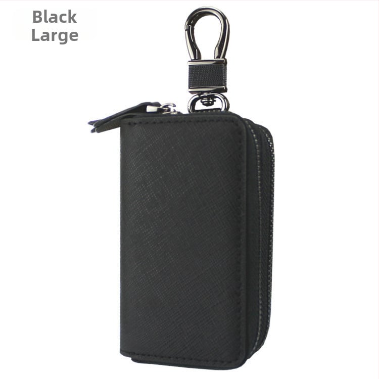 Θήκη κλειδιών από γνήσιο δέρμα, δύο στρώσεις δέρματος, ριγέ σχέδιο, διπλού επιπέδου φερμουάρ, υπερ-ελαφρύ