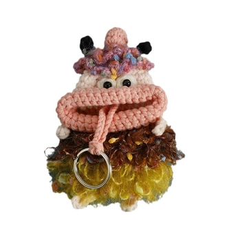 Θήκη για κλειδιά με χειροποίητο πλεκτό μαλλί, καρτούν ζωικού μοτίβου, unisex στυλ, χωρίς επένδυση