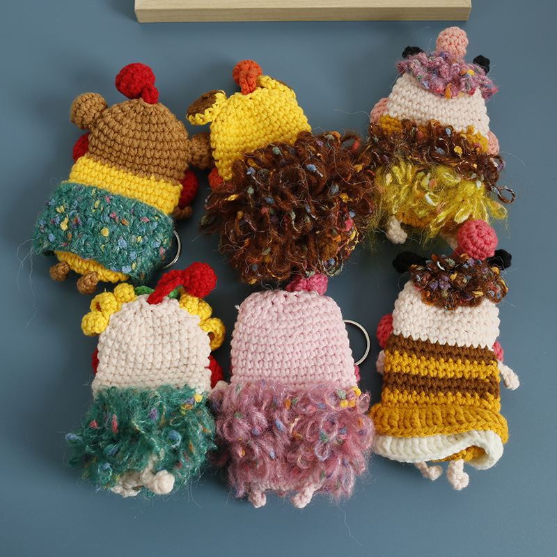 Θήκη για κλειδιά με χειροποίητο πλεκτό μαλλί, καρτούν ζωικού μοτίβου, unisex στυλ, χωρίς επένδυση