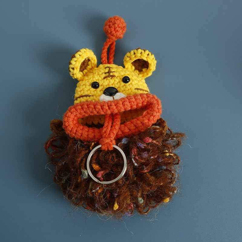 Θήκη για κλειδιά με χειροποίητο πλεκτό μαλλί, καρτούν ζωικού μοτίβου, unisex στυλ, χωρίς επένδυση