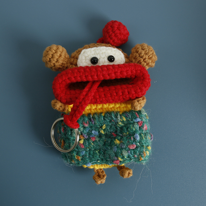 Θήκη για κλειδιά με χειροποίητο πλεκτό μαλλί, καρτούν ζωικού μοτίβου, unisex στυλ, χωρίς επένδυση