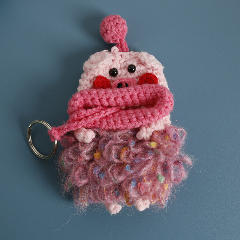 Θήκη για κλειδιά με χειροποίητο πλεκτό μαλλί, καρτούν ζωικού μοτίβου, unisex στυλ, χωρίς επένδυση