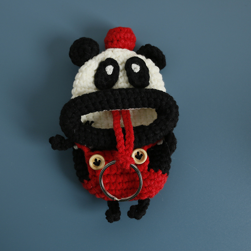 Θήκη για κλειδιά με χειροποίητο πλεκτό μαλλί, καρτούν ζωικού μοτίβου, unisex στυλ, χωρίς επένδυση