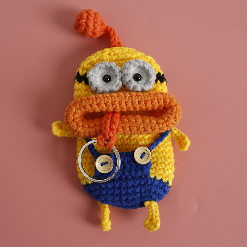 Θήκη για κλειδιά με χειροποίητο πλεκτό μαλλί, καρτούν ζωικού μοτίβου, unisex στυλ, χωρίς επένδυση