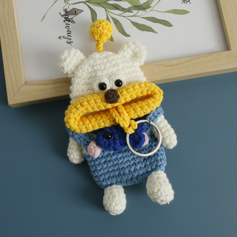 Θήκη για κλειδιά με χειροποίητο πλεκτό μαλλί, καρτούν ζωικού μοτίβου, unisex στυλ, χωρίς επένδυση