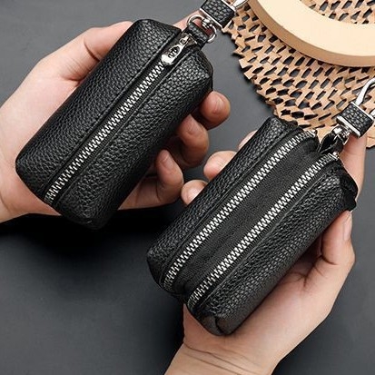 Unisex torbica za ključeve od PU kože, unutarnja podstava od sintetičke kože, jednobojna, retro naglasak, vodootporna i otporna na habanje