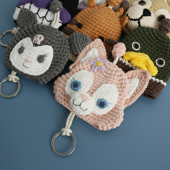 Θήκη κλειδιών, χειροποίητη πλεκτή από βαμβάκι, με ζωικό μοτίβο, unisex, άνοιξη 2025