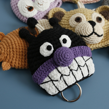 Θήκη κλειδιών, χειροποίητη πλεκτή από βαμβάκι, με ζωικό μοτίβο, unisex, άνοιξη 2025