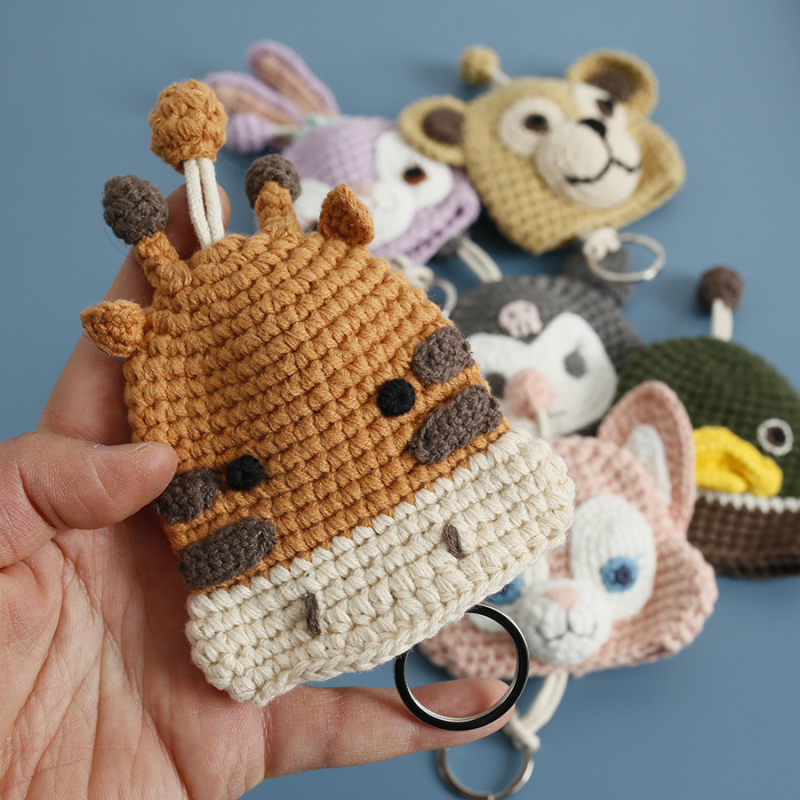 Θήκη κλειδιών, χειροποίητη πλεκτή από βαμβάκι, με ζωικό μοτίβο, unisex, άνοιξη 2025