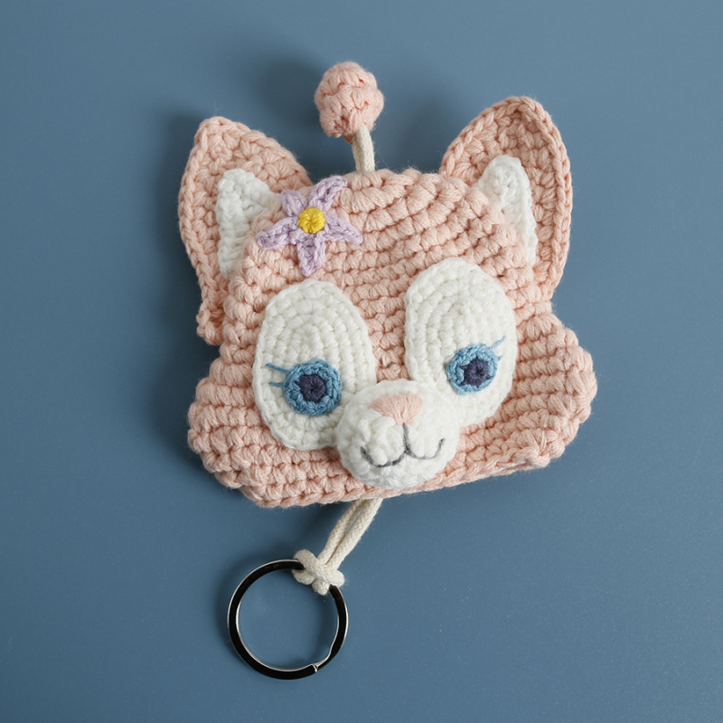 Θήκη κλειδιών, χειροποίητη πλεκτή από βαμβάκι, με ζωικό μοτίβο, unisex, άνοιξη 2025