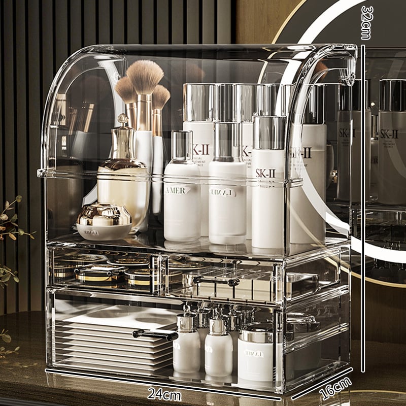 Ράφι αποθήκευσης καλλυντικών για γραφείο – πλαστικό, ανθεκτικό στη σκόνη, μεγάλη χωρητικότητα, οργάνωση περιποίησης δέρματος, κραγιόν και μάσκες