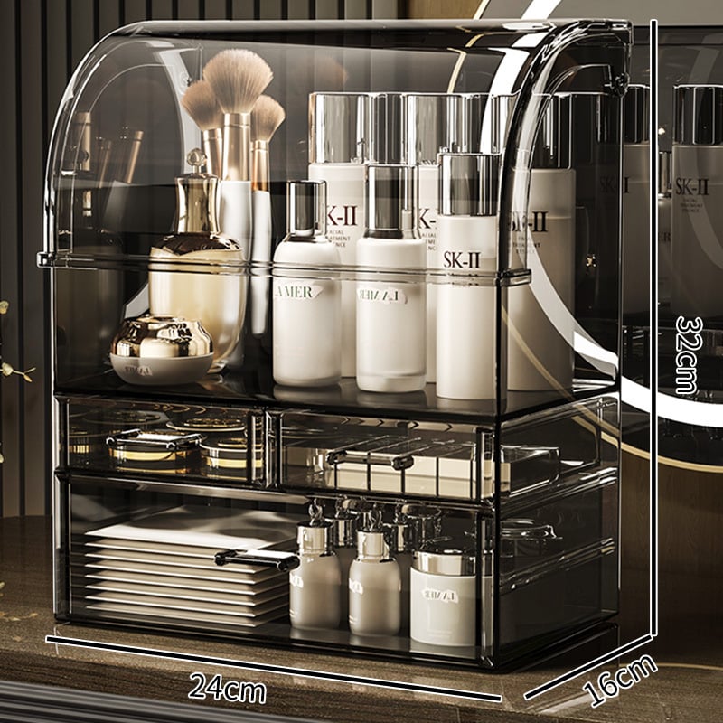 Ράφι αποθήκευσης καλλυντικών για γραφείο – πλαστικό, ανθεκτικό στη σκόνη, μεγάλη χωρητικότητα, οργάνωση περιποίησης δέρματος, κραγιόν και μάσκες