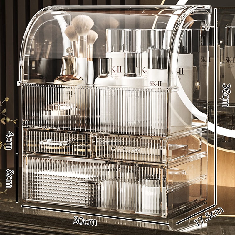 Ράφι αποθήκευσης καλλυντικών για γραφείο – πλαστικό, ανθεκτικό στη σκόνη, μεγάλη χωρητικότητα, οργάνωση περιποίησης δέρματος, κραγιόν και μάσκες